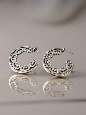 Brighton HOOP EARRINGS SILVER TONE stylish